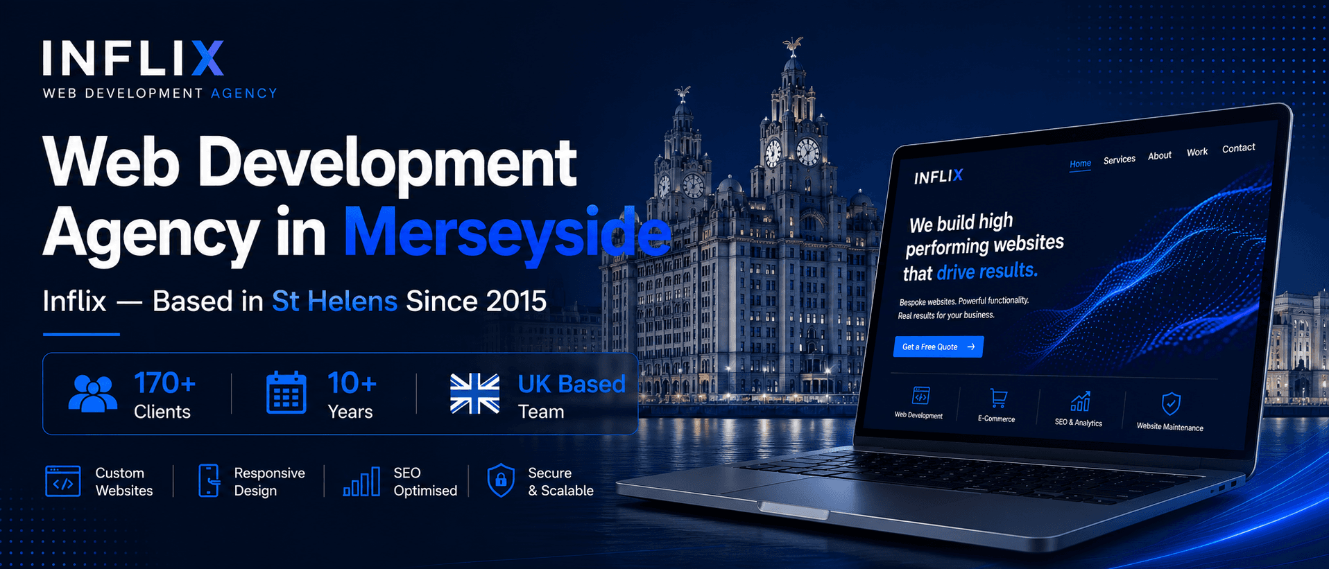 Web Development Agency in Merseyside UK — Inflix builds websites, ecommerce platforms and SaaS products for businesses across Merseyside Web Development Agency Merseyside — Inflix Digital Agency St Helens Since 2015